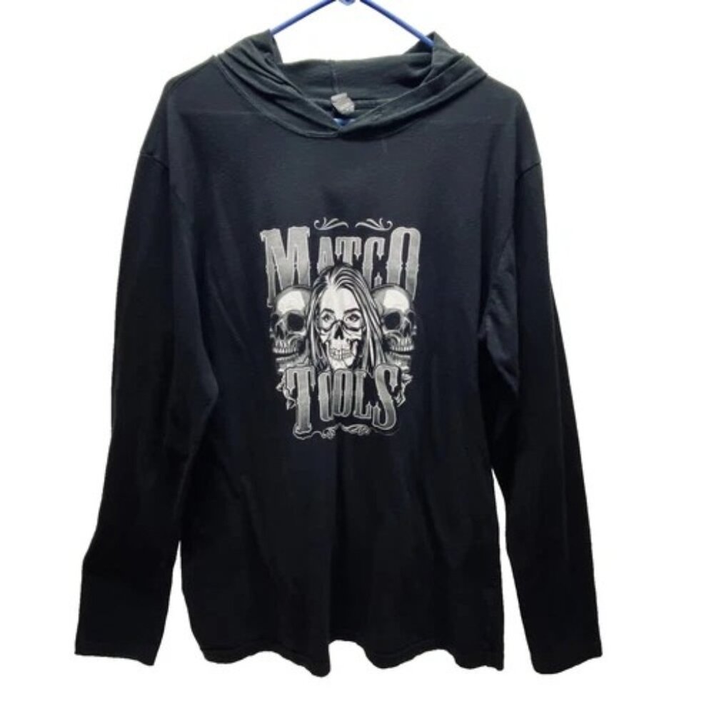 Matco Tools Hooded Long Sleeve Shirt Men's XL Black Anvil Lightweight Graphic MT